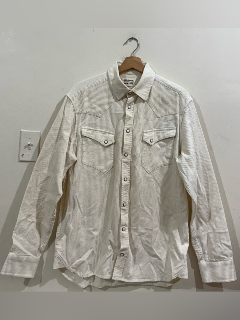 Stetson Cream Shirt with Black Logo Label